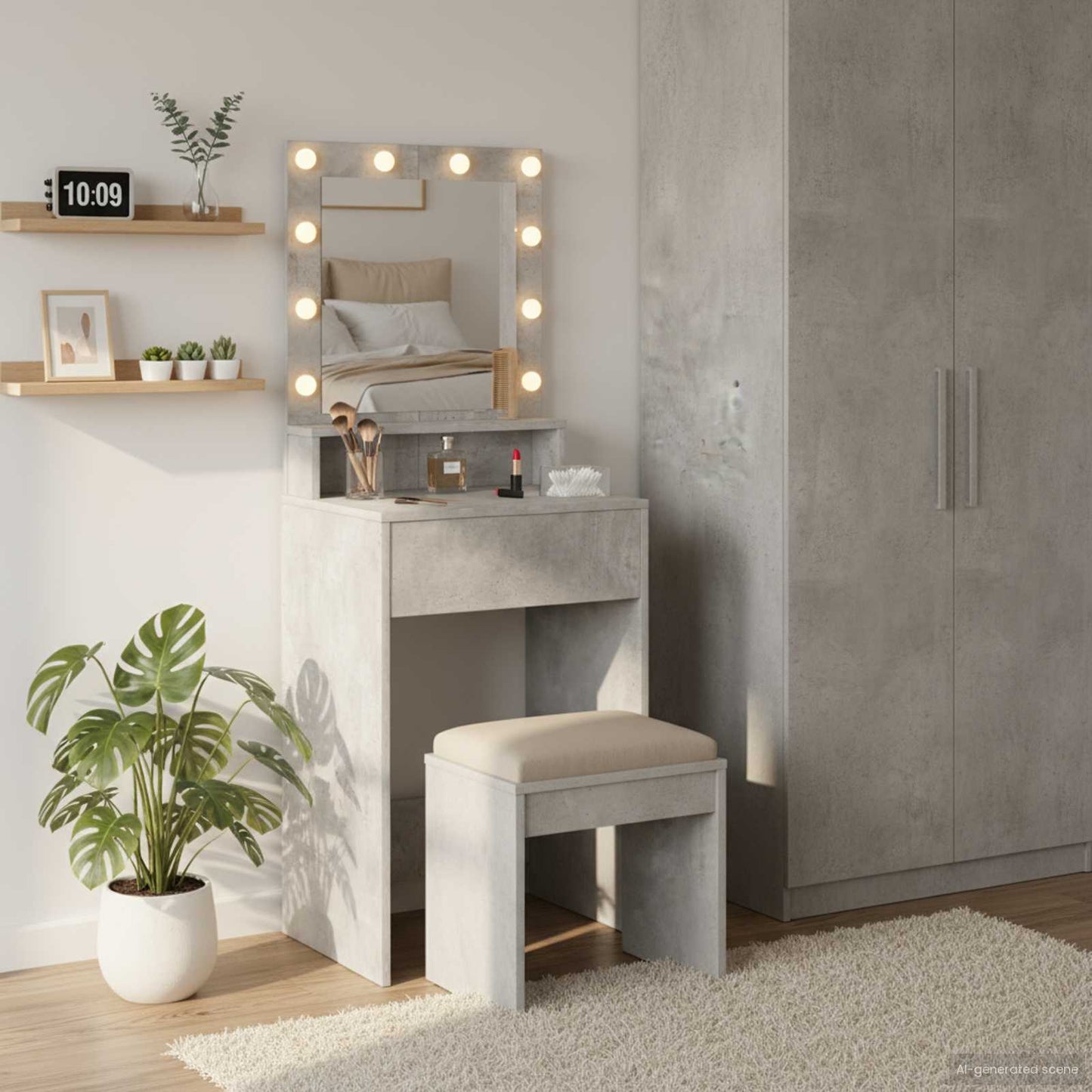 Schminktisch Beton Grau 50 x 41 x 135 cm Holzwerkstoff