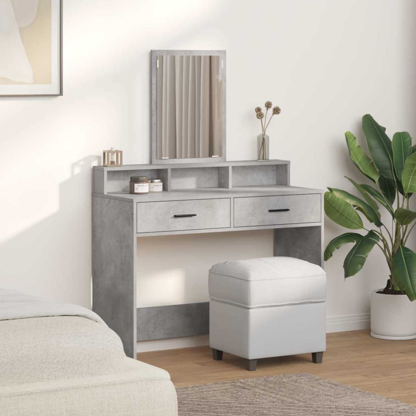 Schminktisch Beton Grau 100 x 41 x 140 cm Holzwerkstoff