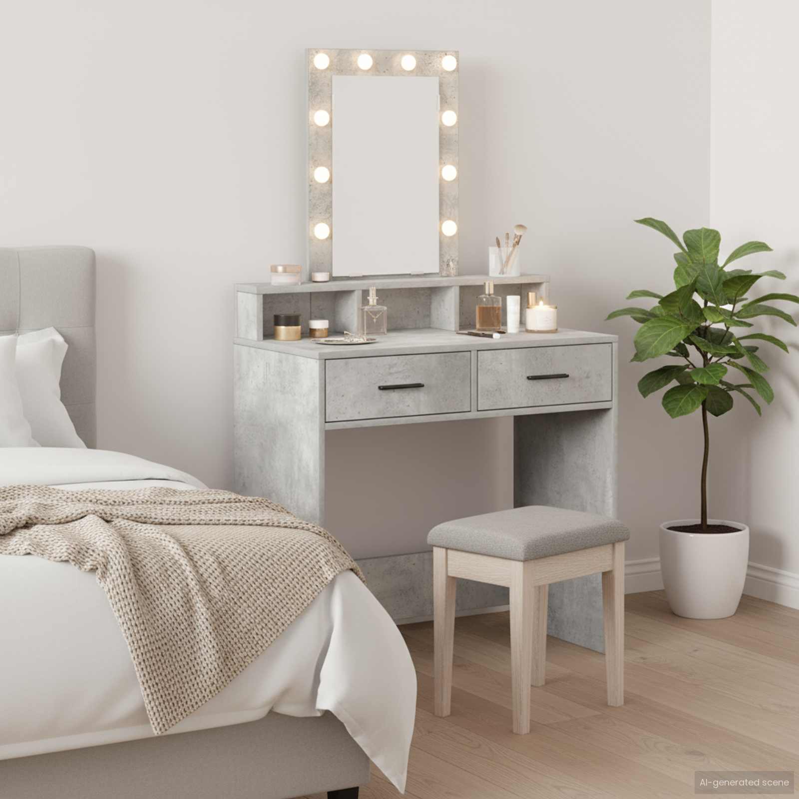 Schminktisch Grau 79 x 41 x 140 cm Holzwerkstoff