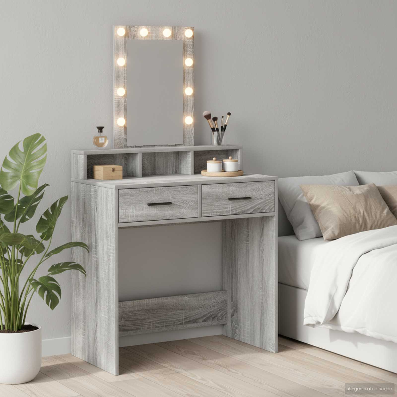 Schminktisch Grau 79 x 41 x 140 cm Holzwerkstoff
