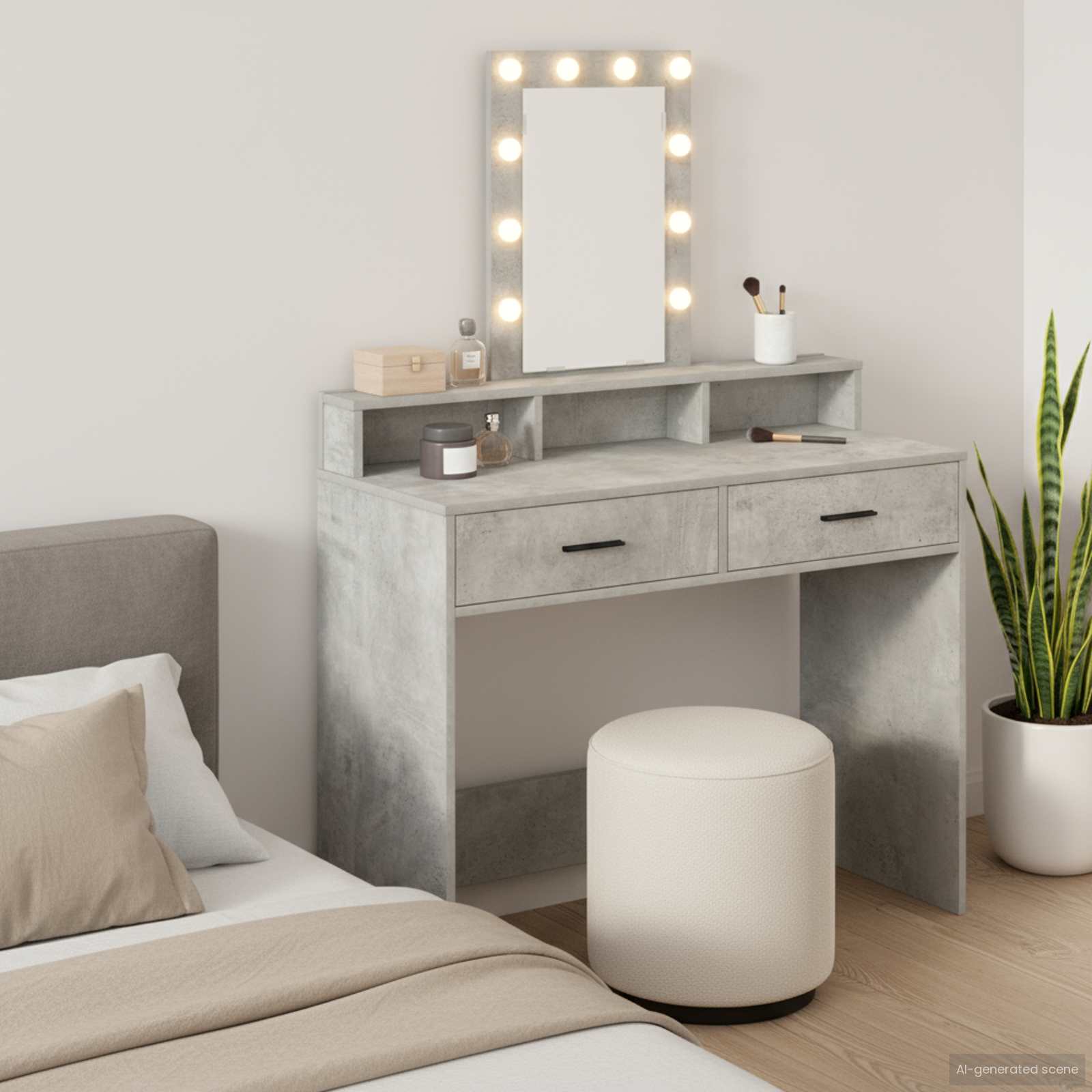 Schminktisch Grau 100 x 41 x 140 cm Holzwerkstoff