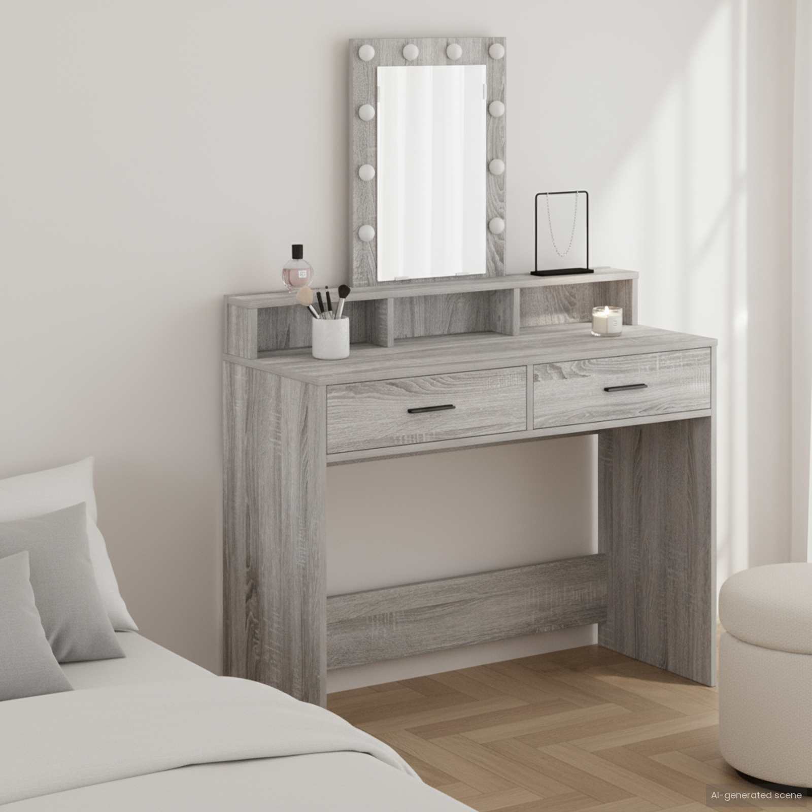 Schminktisch Grau 100 x 41 x 140 cm Holzwerkstoff