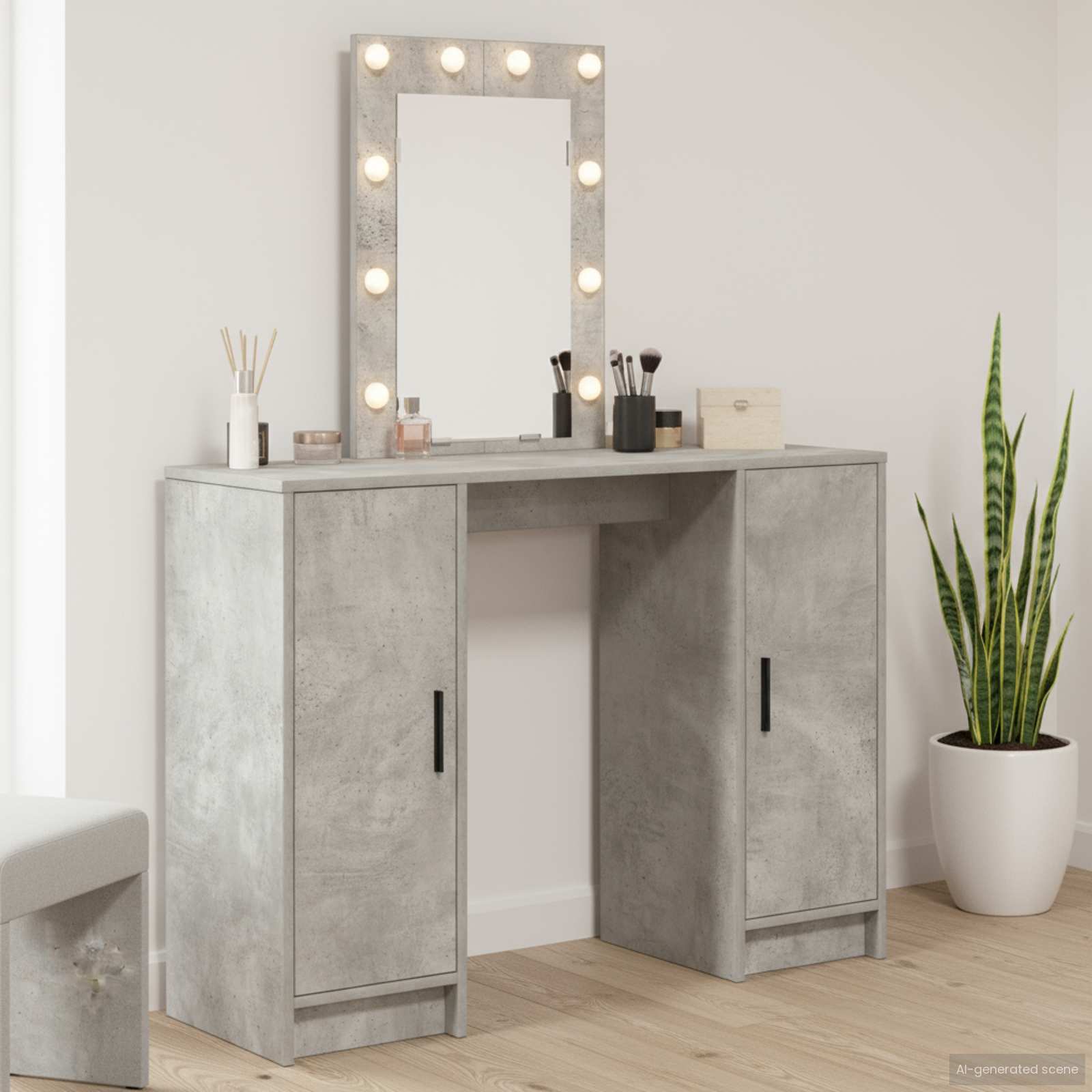 Schminktisch Hellgrau 102 x 33 x 135 cm Holzwerkstoff