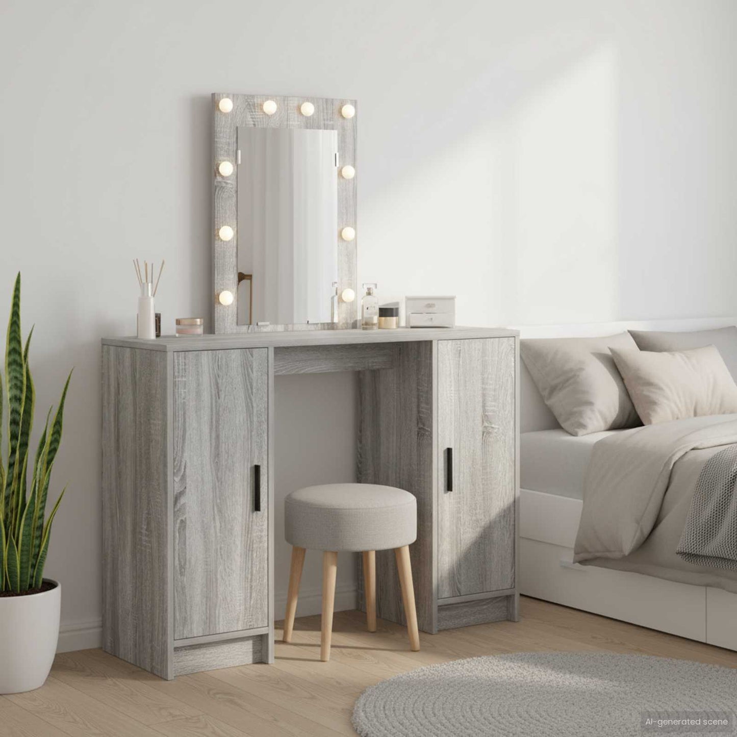 Schminktisch Grau 102 x 33 x 135 cm Holzwerkstoff