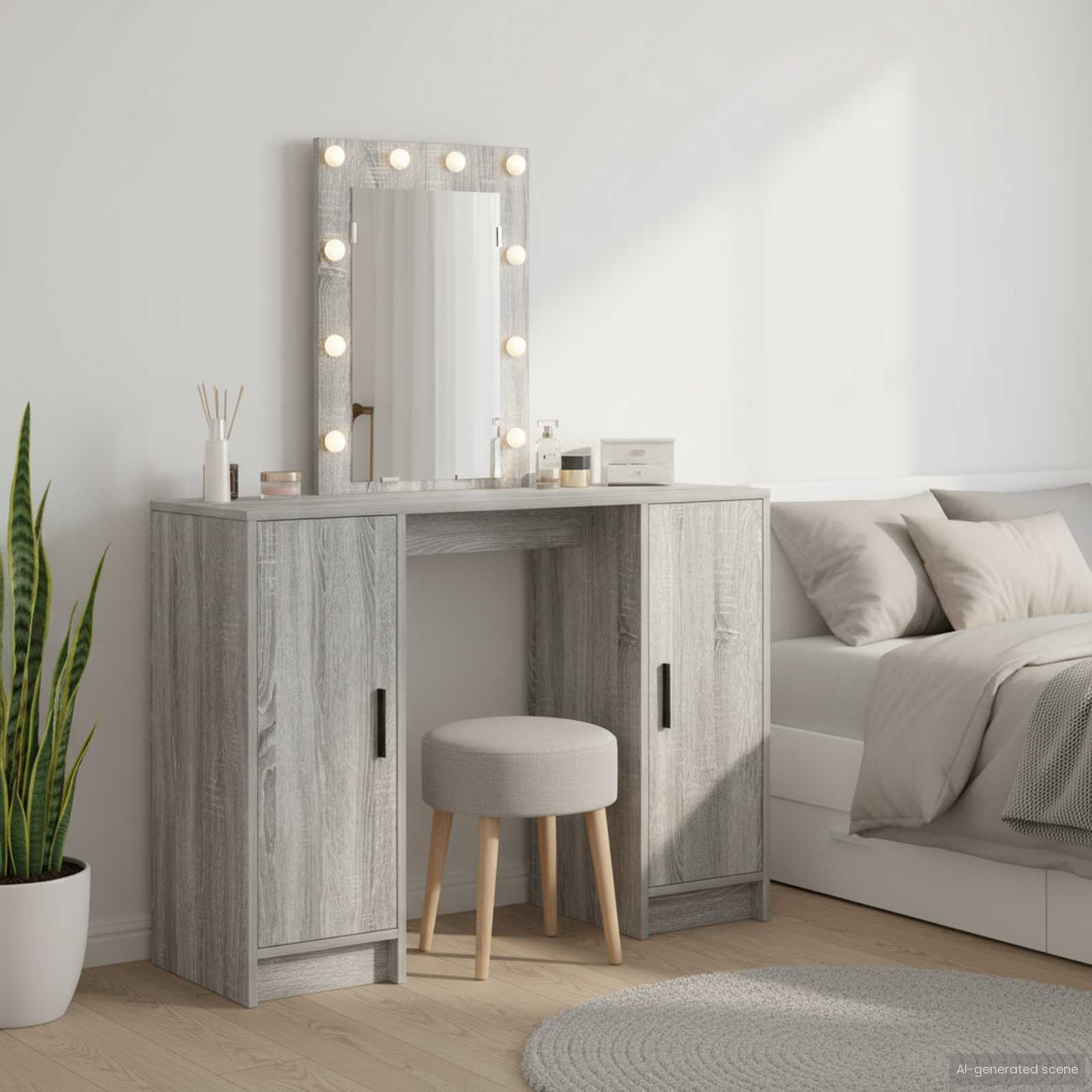 Schminktisch Grau 102 x 33 x 135 cm Holzwerkstoff