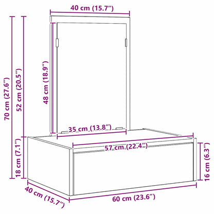 Schminktisch Grau 60 x 40 x 70 cm Holzwerkstoff