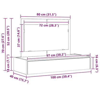 Schminktisch Schwarz 100 x 40 x 70 cm Holzwerkstoff
