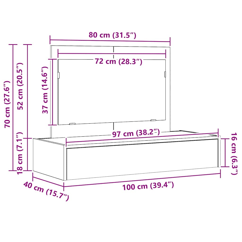 Schminktisch Braun 100 x 40 x 70 cm Holzwerkstoff