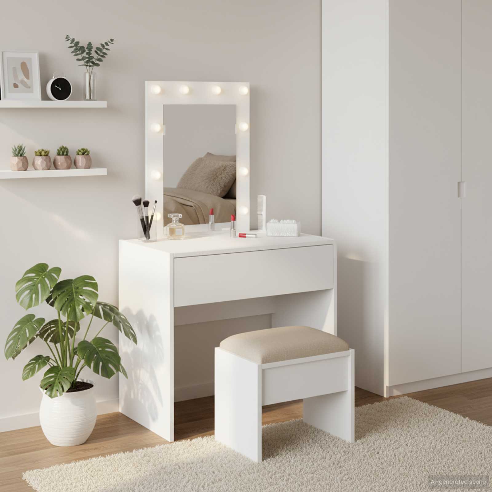 Schminktisch Weiß 60 x 40 x 70 cm Holzwerkstoff