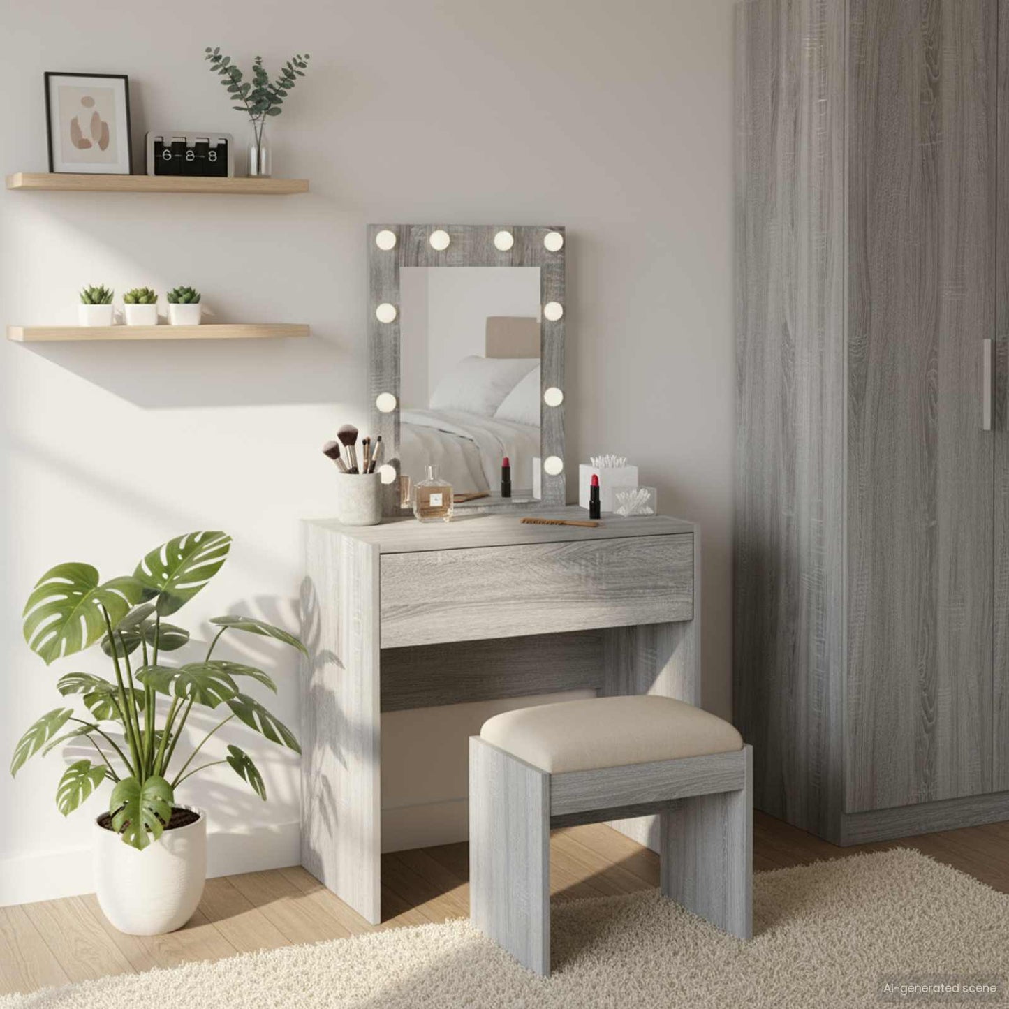 Schminktisch Grau 60 x 40 x 70 cm Holzwerkstoff