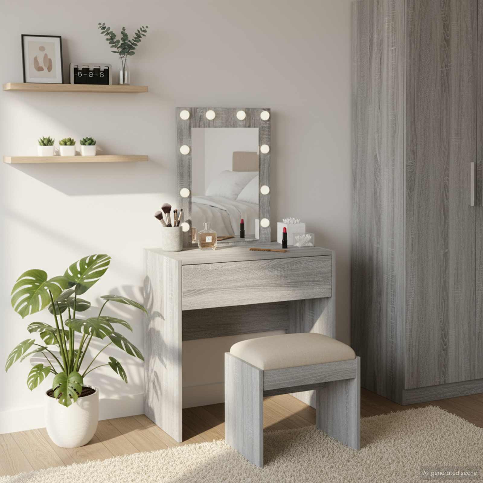 Schminktisch Grau 60 x 40 x 70 cm Holzwerkstoff