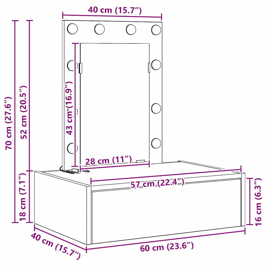Schminktisch Braun 60 x 40 x 70 cm Holzwerkstoff