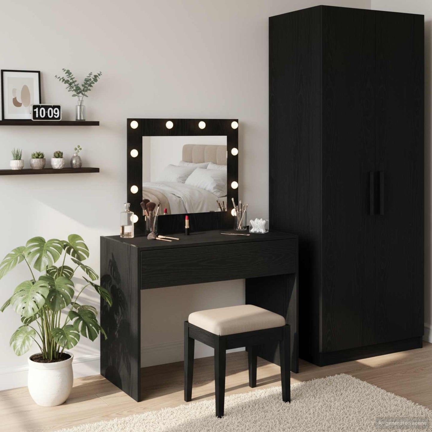 Schminktisch Schwarz 83 x 40 x 70 cm Holzwerkstoff