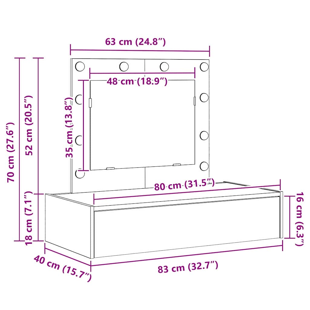 Schminktisch Grau 83 x 40 x 70 cm Holzwerkstoff