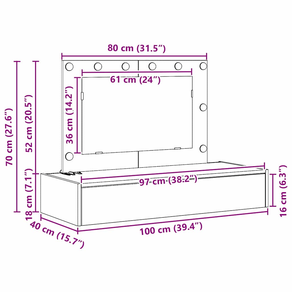 Schminktisch Braun 100 x 40 x 70 cm Holzwerkstoff