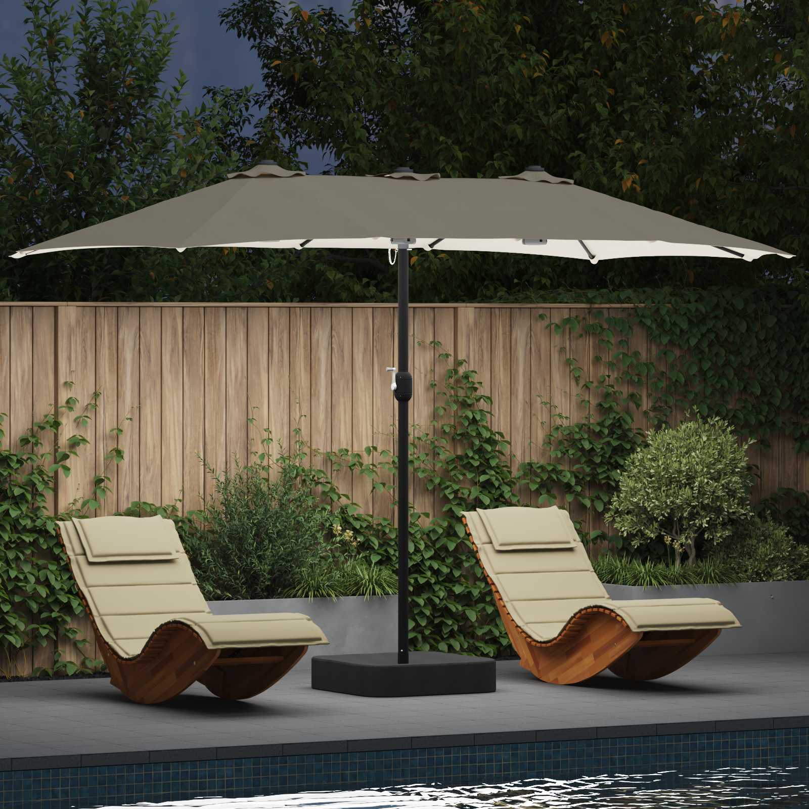 Garten-Sonnenschirm Sand und Anthrazit 385 x 209 x 244 cm