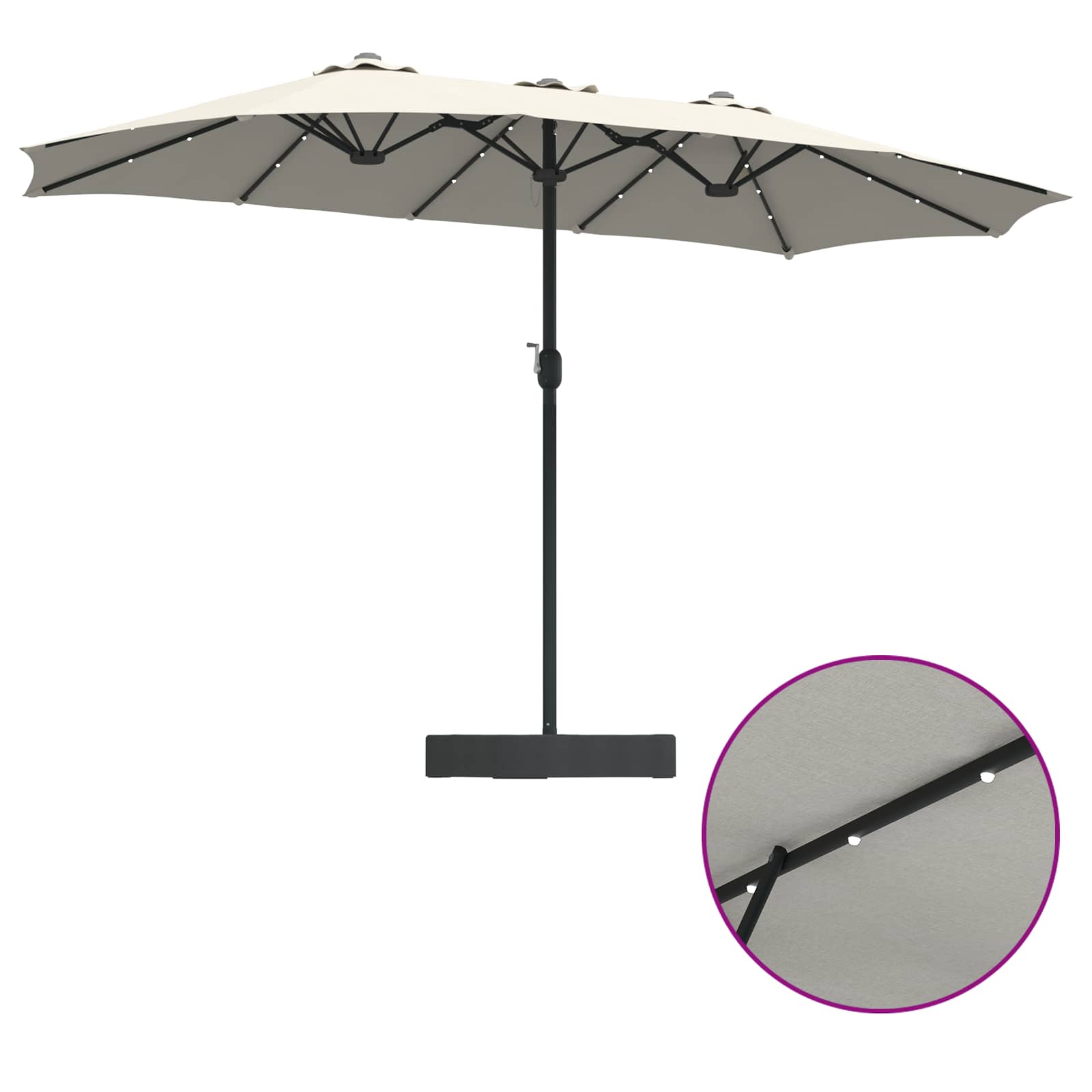 Garten-Sonnenschirm Sand und Anthrazit 385 x 209 x 244 cm