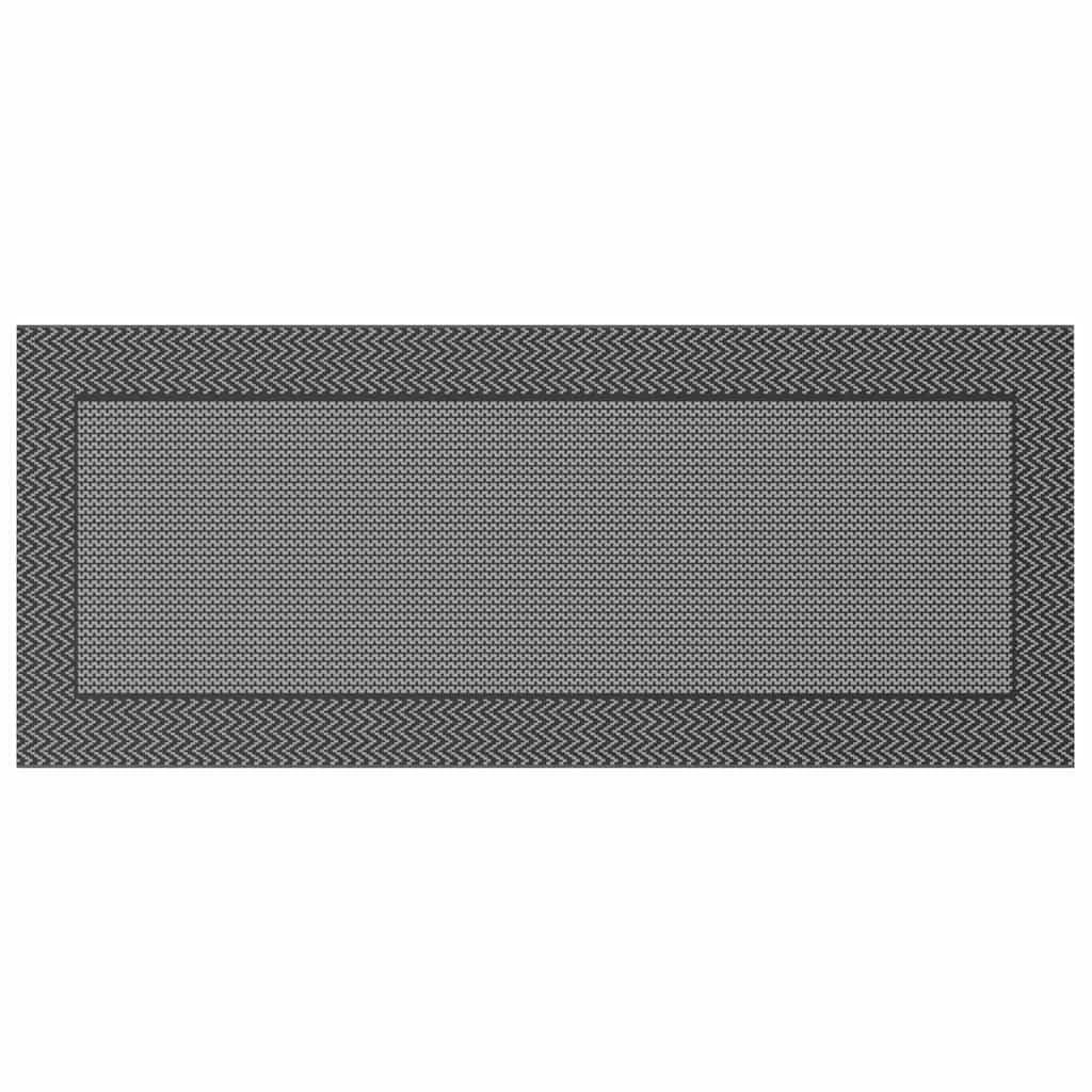 Outdoor Teppich ARAKIL Schwarz und Grau 250 x 600 cm PP