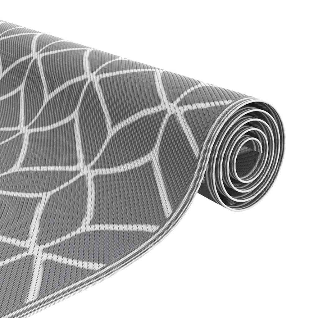 Outdoor Teppich ARAKIL Grau und Weiß 250 x 600 cm PP