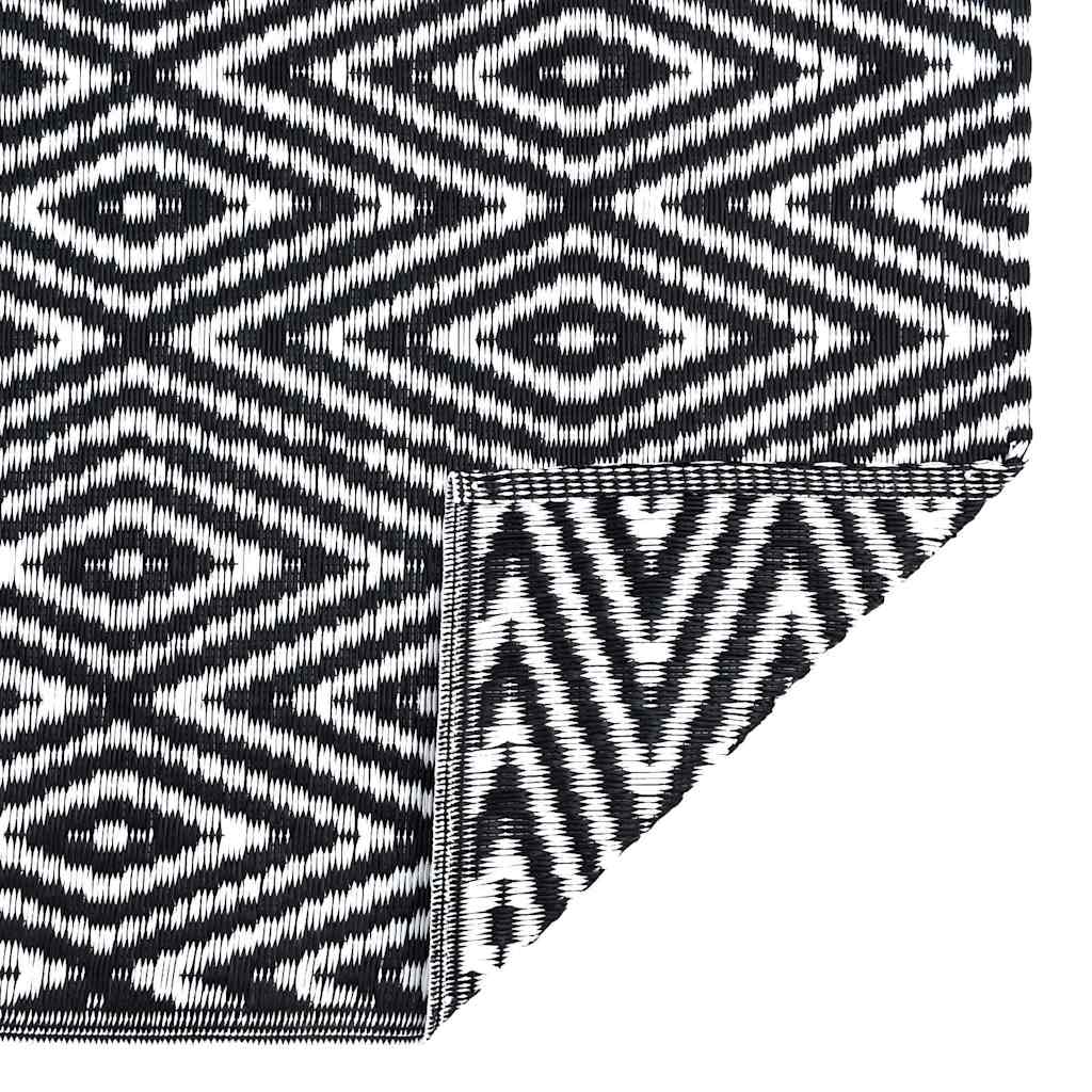 Outdoor Teppich ARAKIL Schwarz und Weiß 300 x 400 cm PP