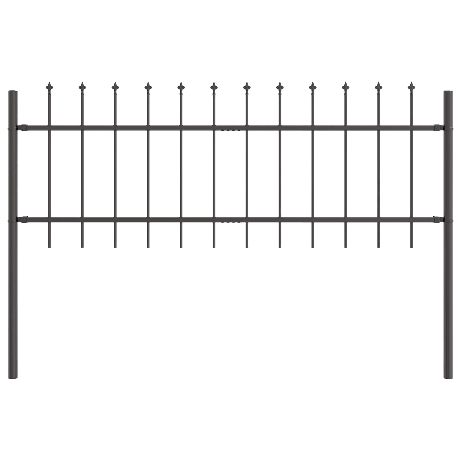 Gartenzaun 2 pcs Grau 3,4 x 0,6 m Pulverbeschichteter Stahl