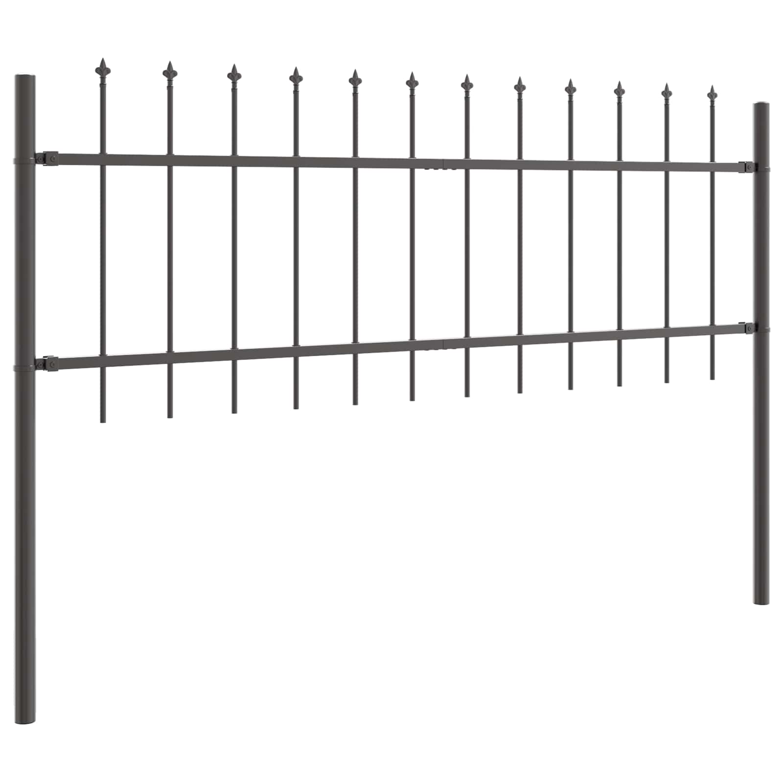 Gartenzaun 2 pcs Grau 3,4 x 0,6 m Pulverbeschichteter Stahl