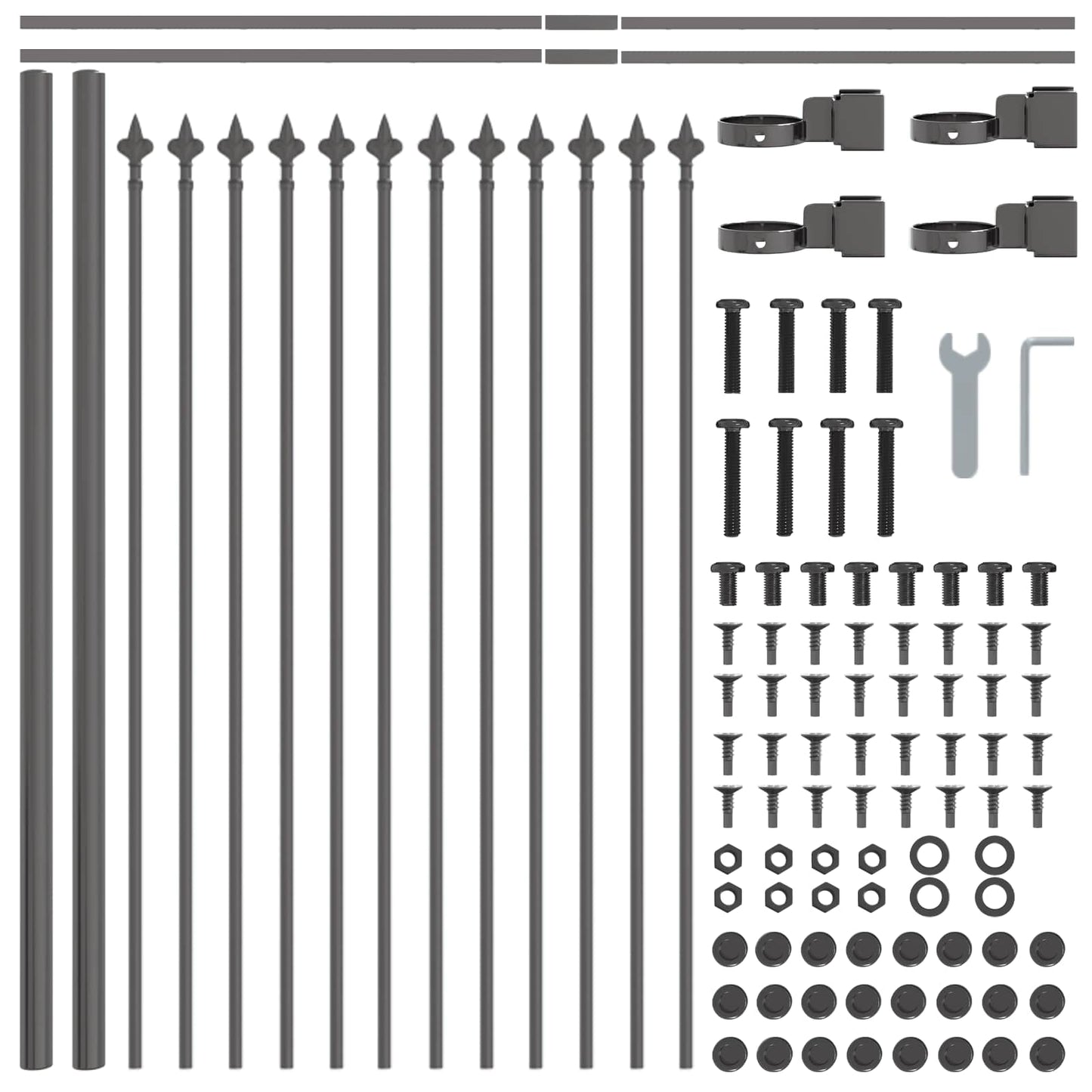 Gartenzaun 2 pcs Grau 3,4 x 0,6 m Pulverbeschichteter Stahl