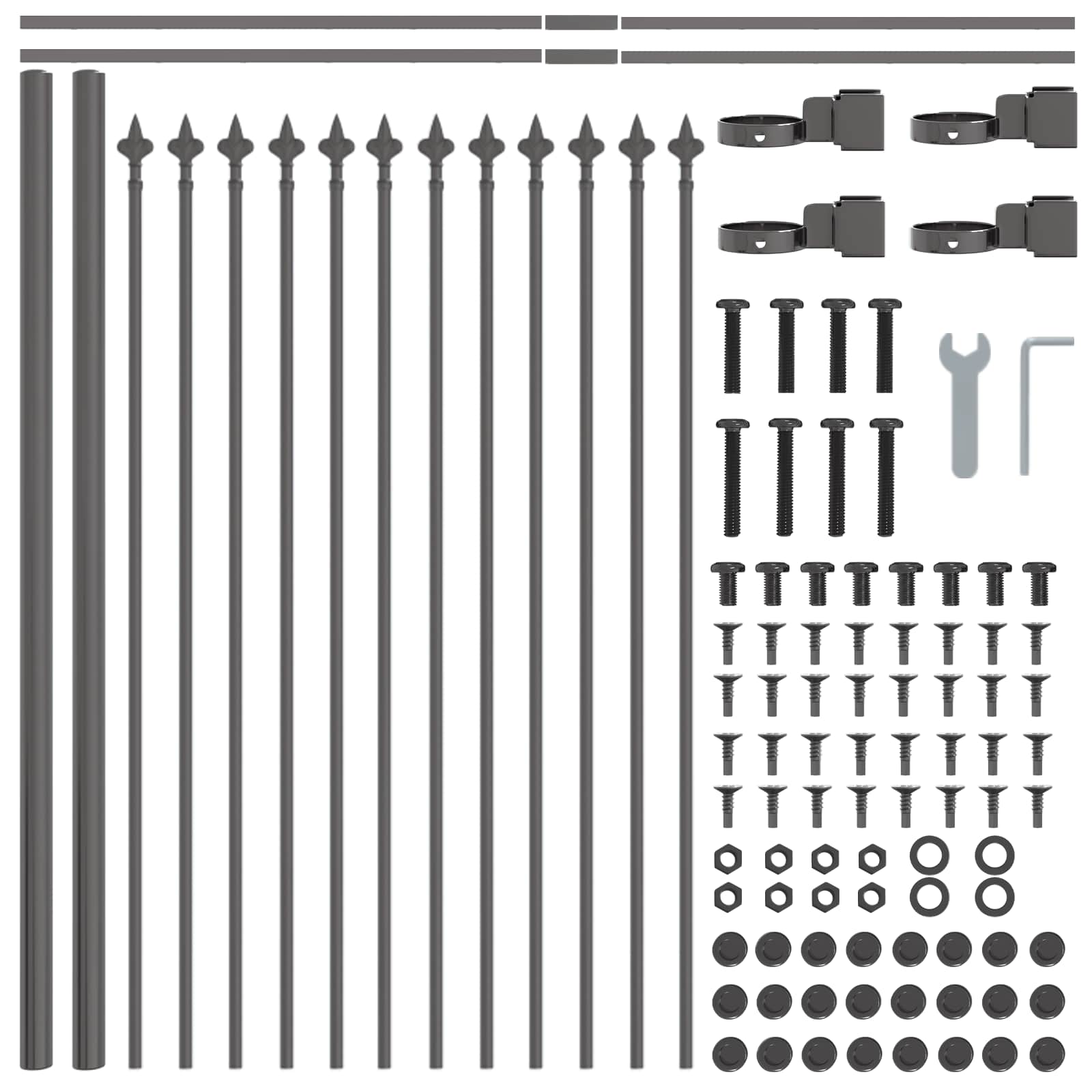 Gartenzaun 2 pcs Grau 3,4 x 0,6 m Pulverbeschichteter Stahl