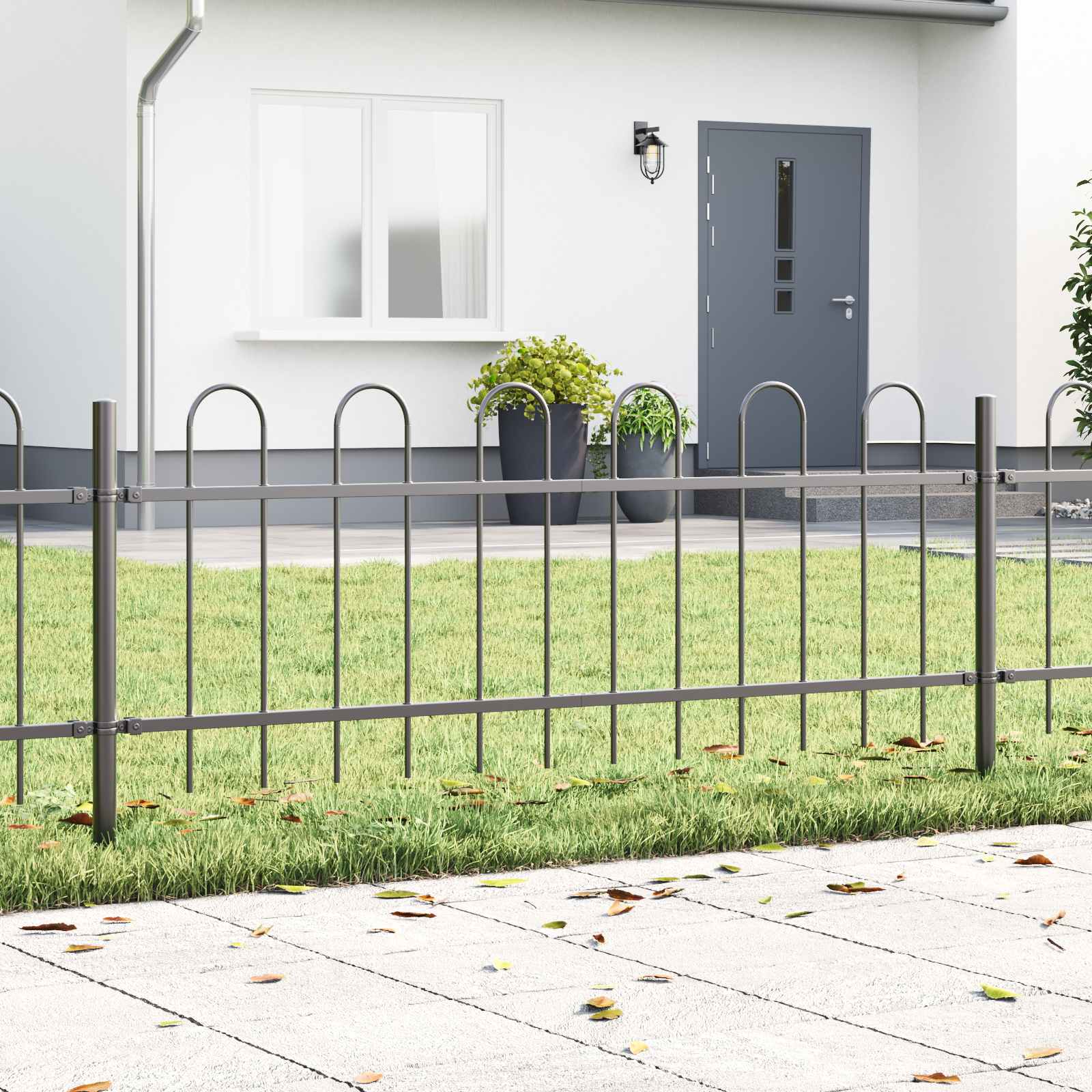 Gartenzaun BOXTEL 2 stk. 3,4 x 0,6 m Pulverbeschichteter Stahl