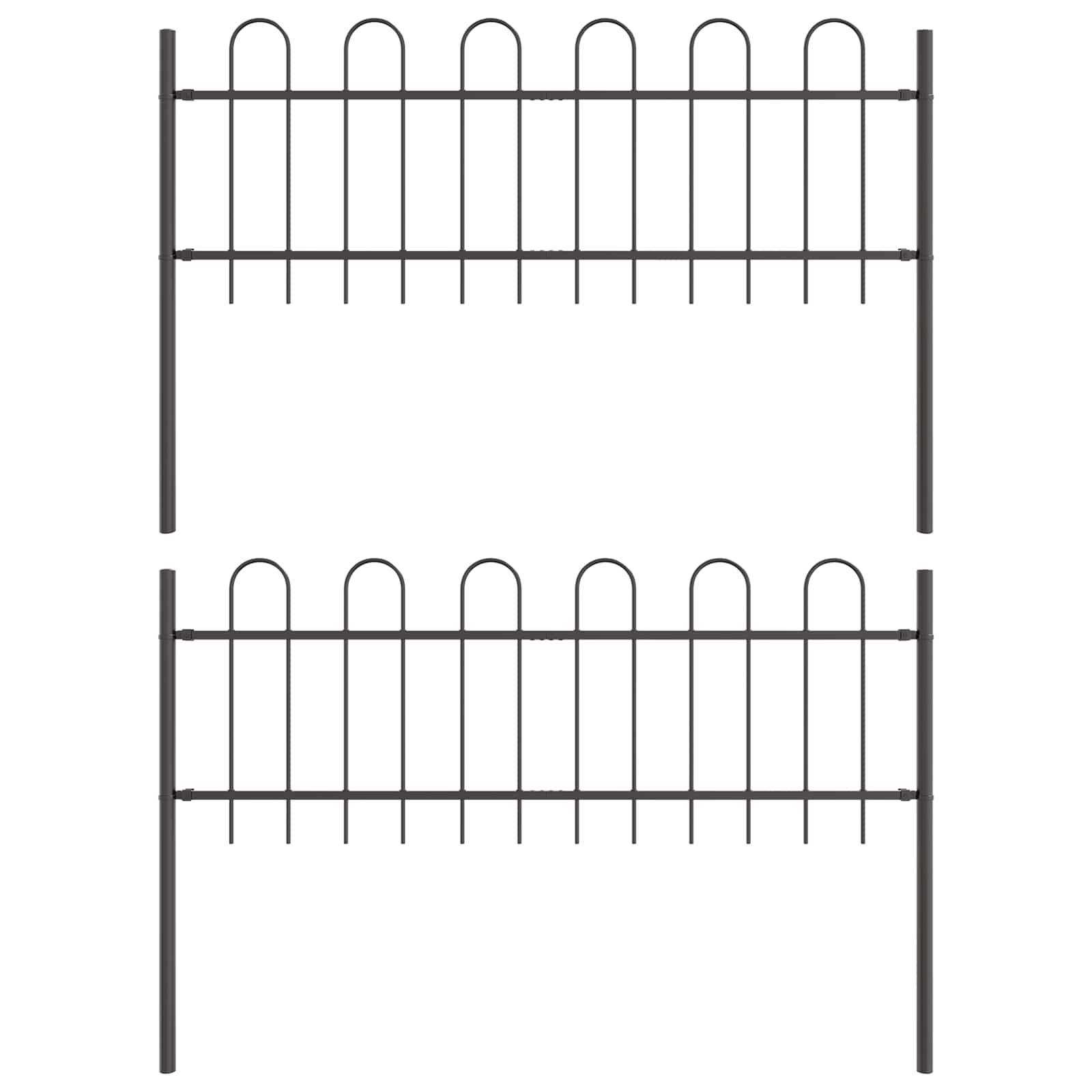 Gartenzaun BOXTEL 2 stk. 3,4 x 0,6 m Pulverbeschichteter Stahl