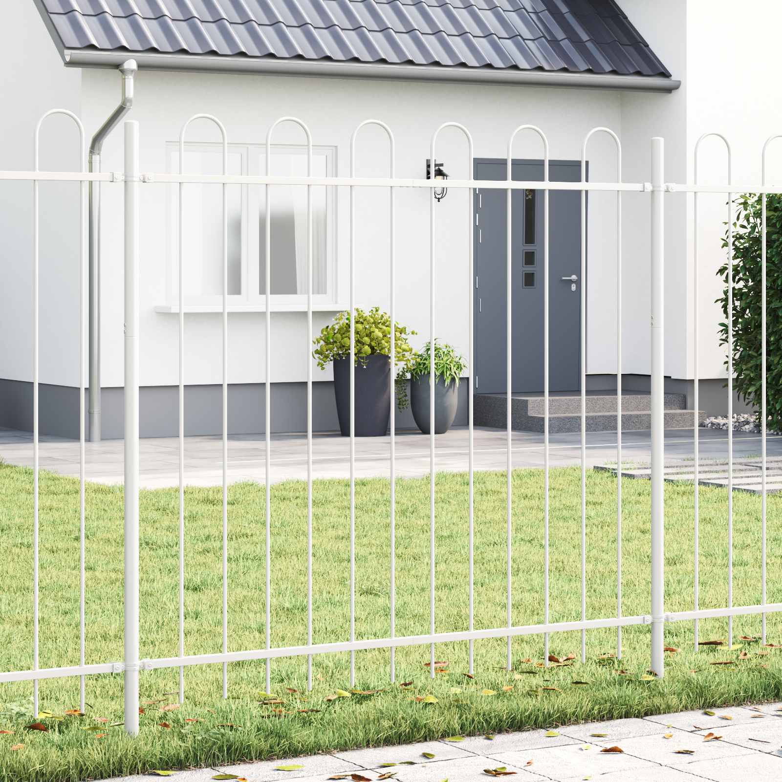Gartenzaun WOERDEN 3 stk. 5,1 x 1,2 m Pulverbeschichteter Stahl