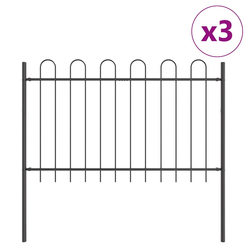 Gartenzaun BOXTEL 3 stk. 5,1 x 1,2 m Pulverbeschichteter Stahl