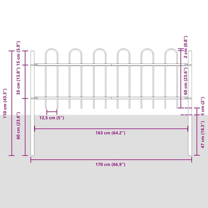 Gartenzaun BOXTEL 4 stk. 6,8 x 0,6 m Pulverbeschichteter Stahl