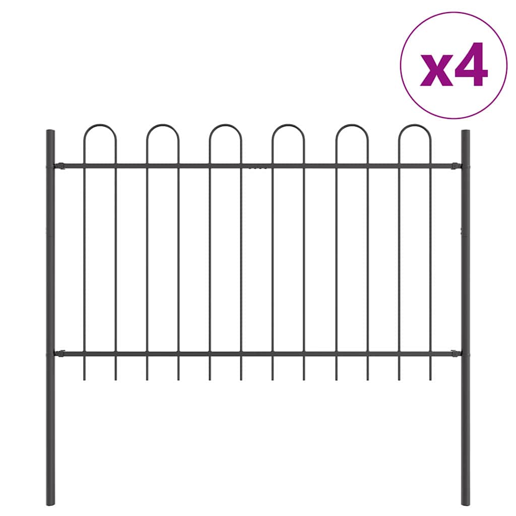 Gartenzaun 4 pcs Grau 6,8 x 0,8 m Pulverbeschichteter Stahl