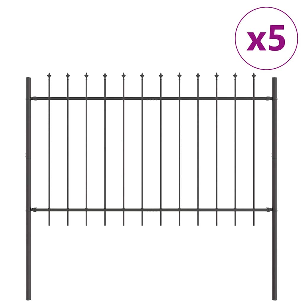 Gartenzaun WOERDEN 5 stk. 8,5 x 0,8 m Pulverbeschichteter Stahl