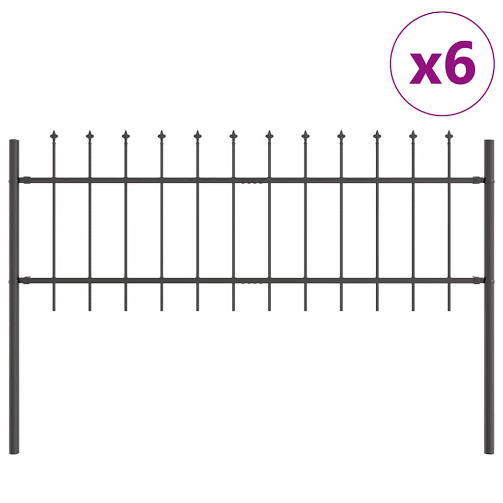 Gartenzaun WOERDEN 6 stk. 10,2 x 0,6 m Grau