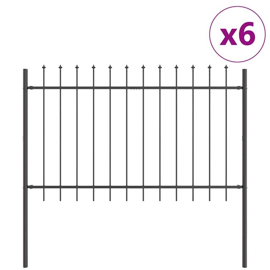 Gartenzaun WOERDEN 6 stk. 10,2 x 0,8 m Grau