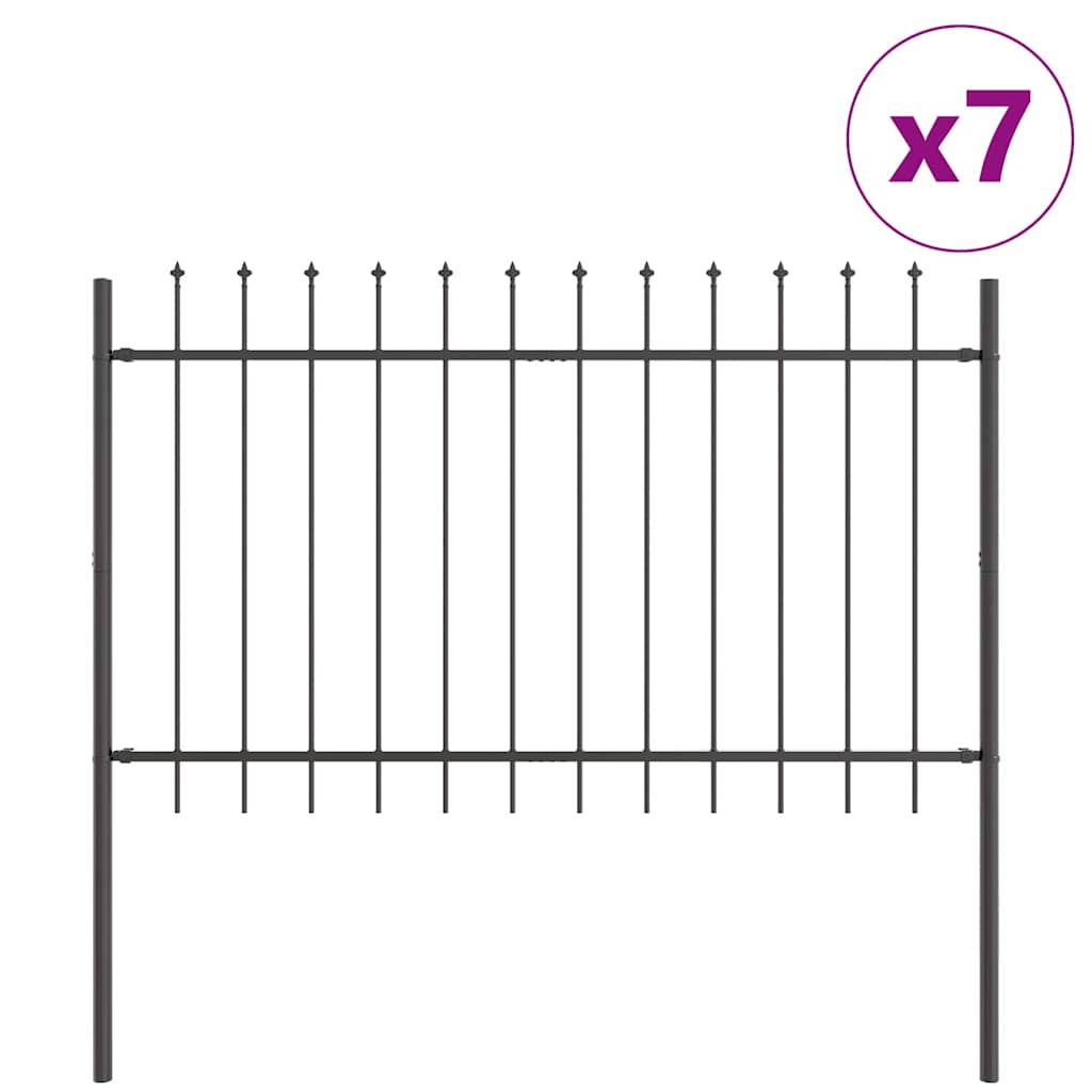 Gartenzaun 7 pcs Grau 11,9 x 1 m Pulverbeschichteter Stahl
