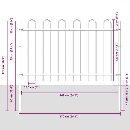 Gartenzaun BOXTEL 7 stk. 11,9 x 1,2 m Pulverbeschichteter Stahl