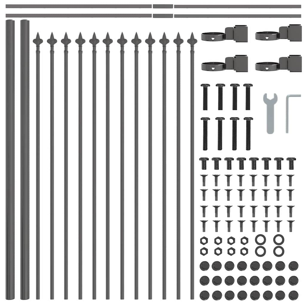 Gartenzaun WOERDEN 8 stk. 13,6 x 0,6 m Grau