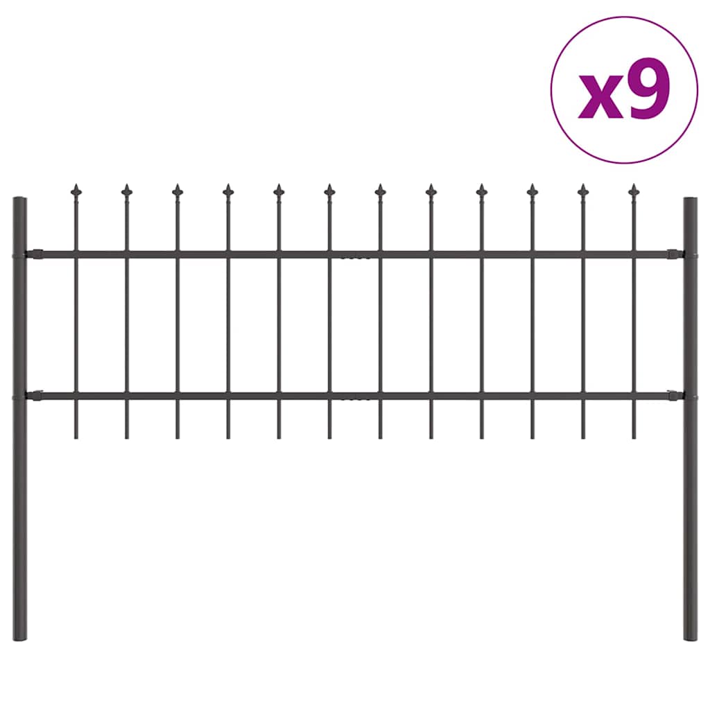Gartenzaun WOERDEN 9 stk. 15,3 x 0,6 m Grau