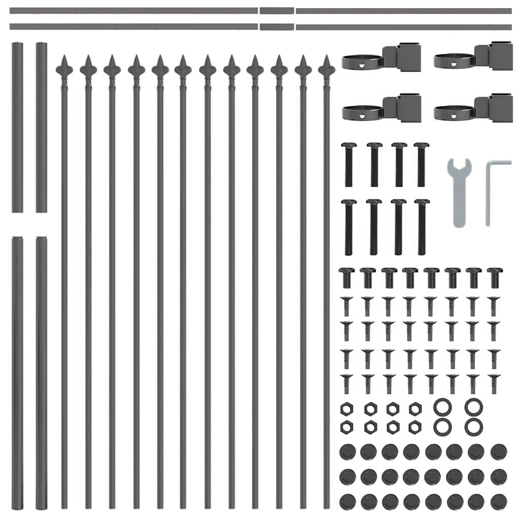 Gartenzaun WOERDEN 9 stk. 15,3 x 1 m Pulverbeschichteter Stahl