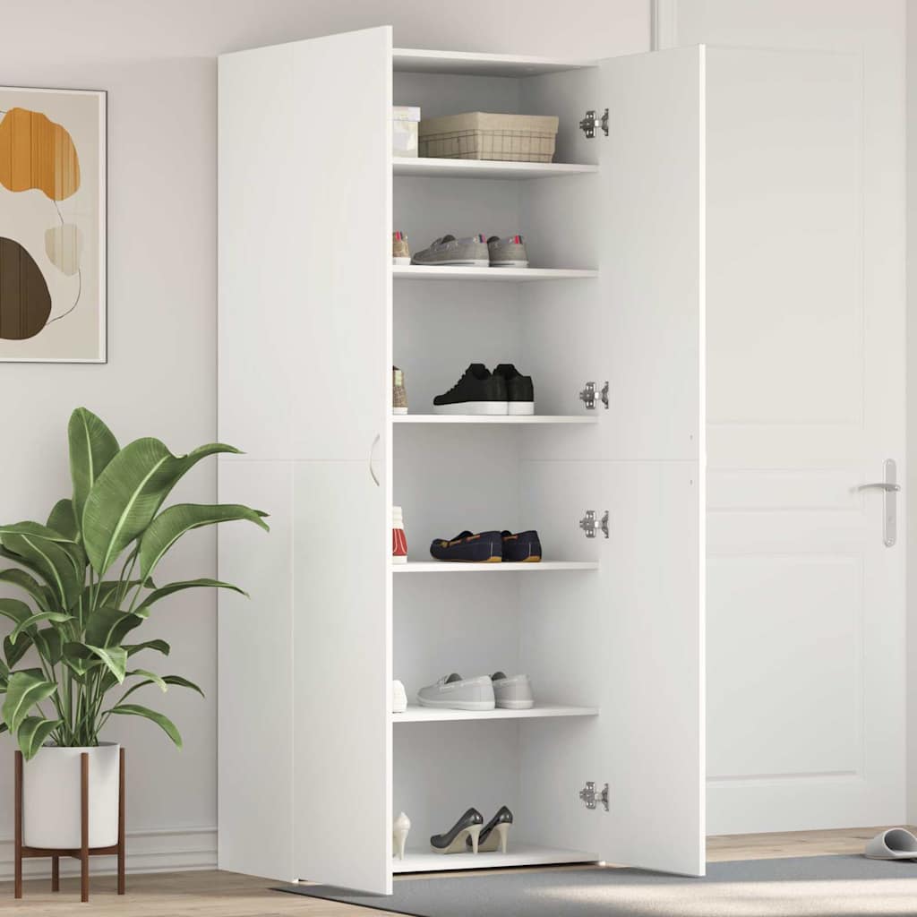 Schuhschrank 80 x 35,5 x 180 cm Holzwerkstoff Weiß