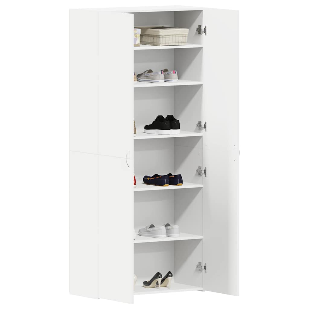 Schuhschrank 80 x 35,5 x 180 cm Holzwerkstoff Weiß