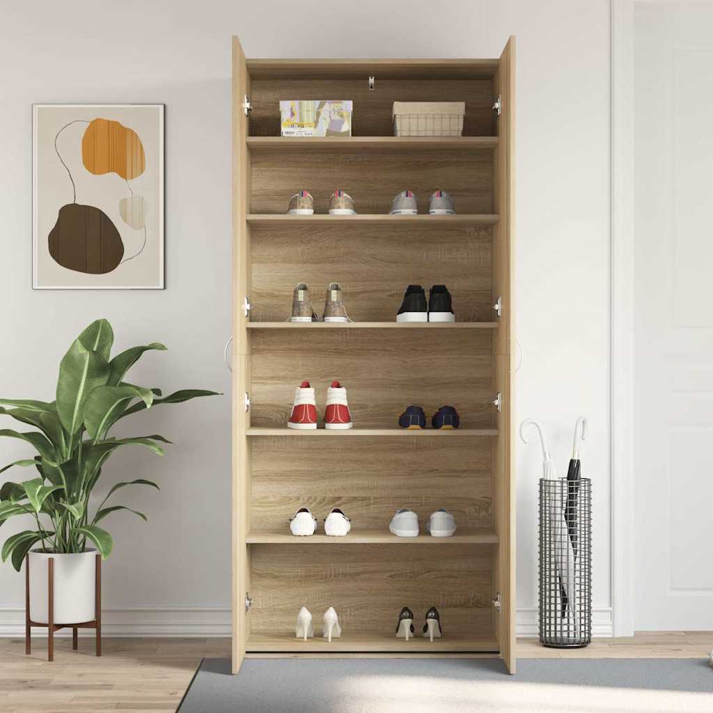 Schuhschrank 80 x 35,5 x 180 cm Holzwerkstoff Braun
