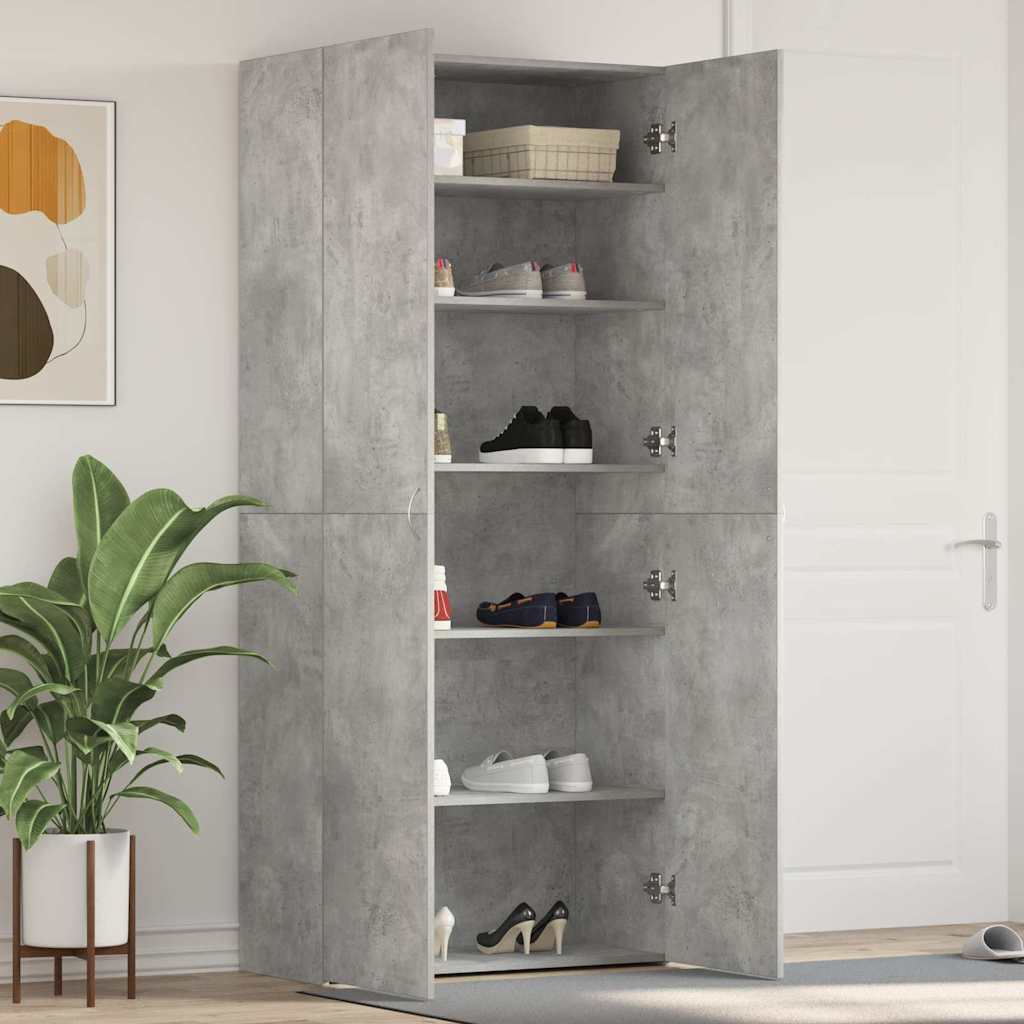 Schuhschrank 80 x 35,5 x 180 cm Holzwerkstoff Grau