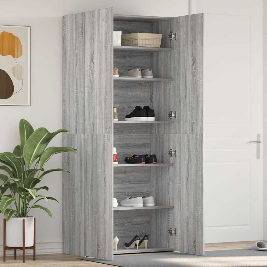 Schuhschrank 80 x 35,5 x 180 cm Holzwerkstoff Grau