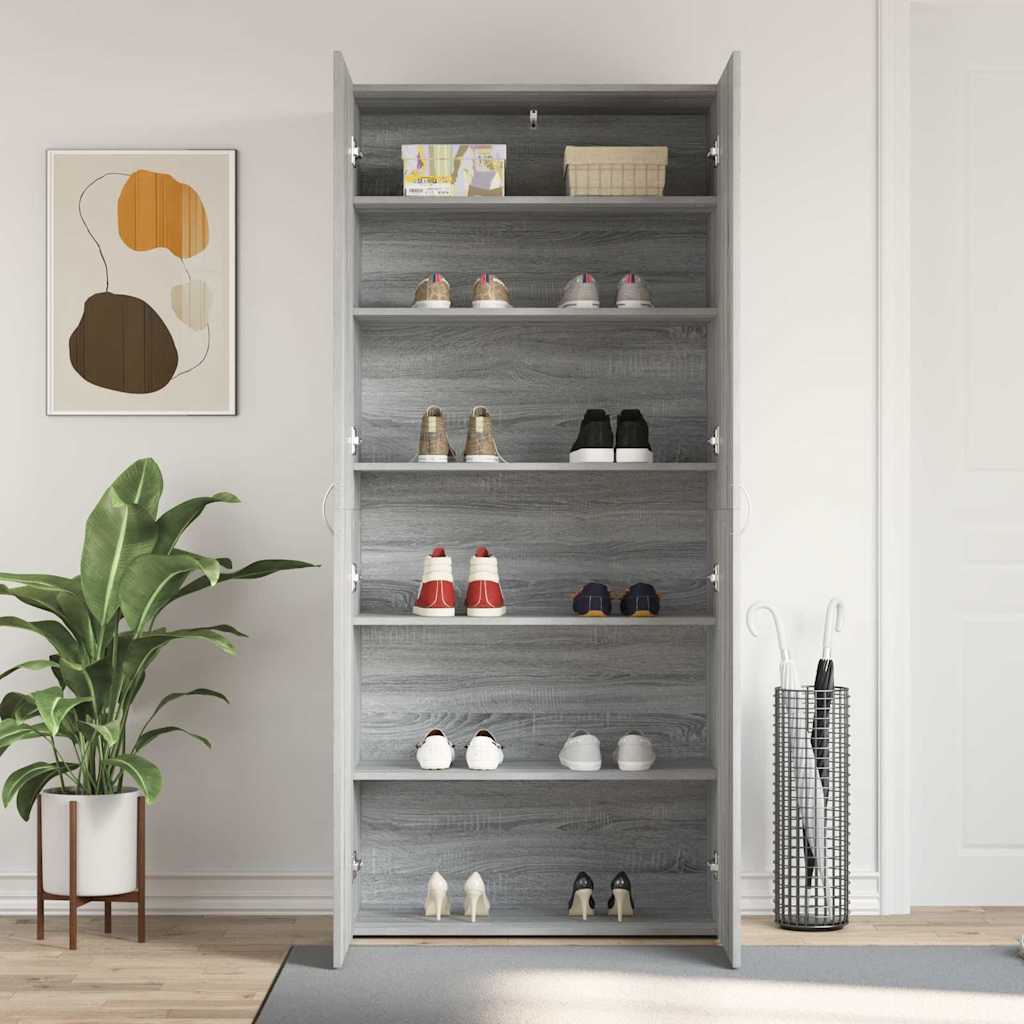 Schuhschrank 80 x 35,5 x 180 cm Holzwerkstoff Grau