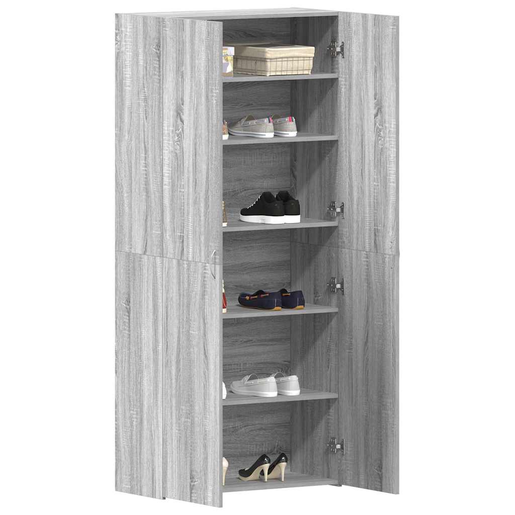 Schuhschrank 80 x 35,5 x 180 cm Holzwerkstoff Grau