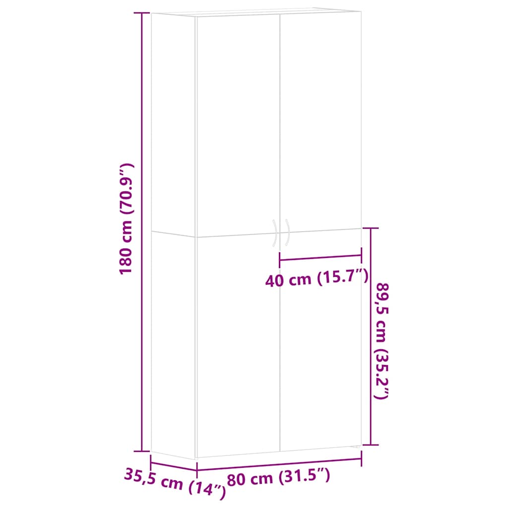 Schuhschrank 80 x 35,5 x 180 cm Holzwerkstoff Grau